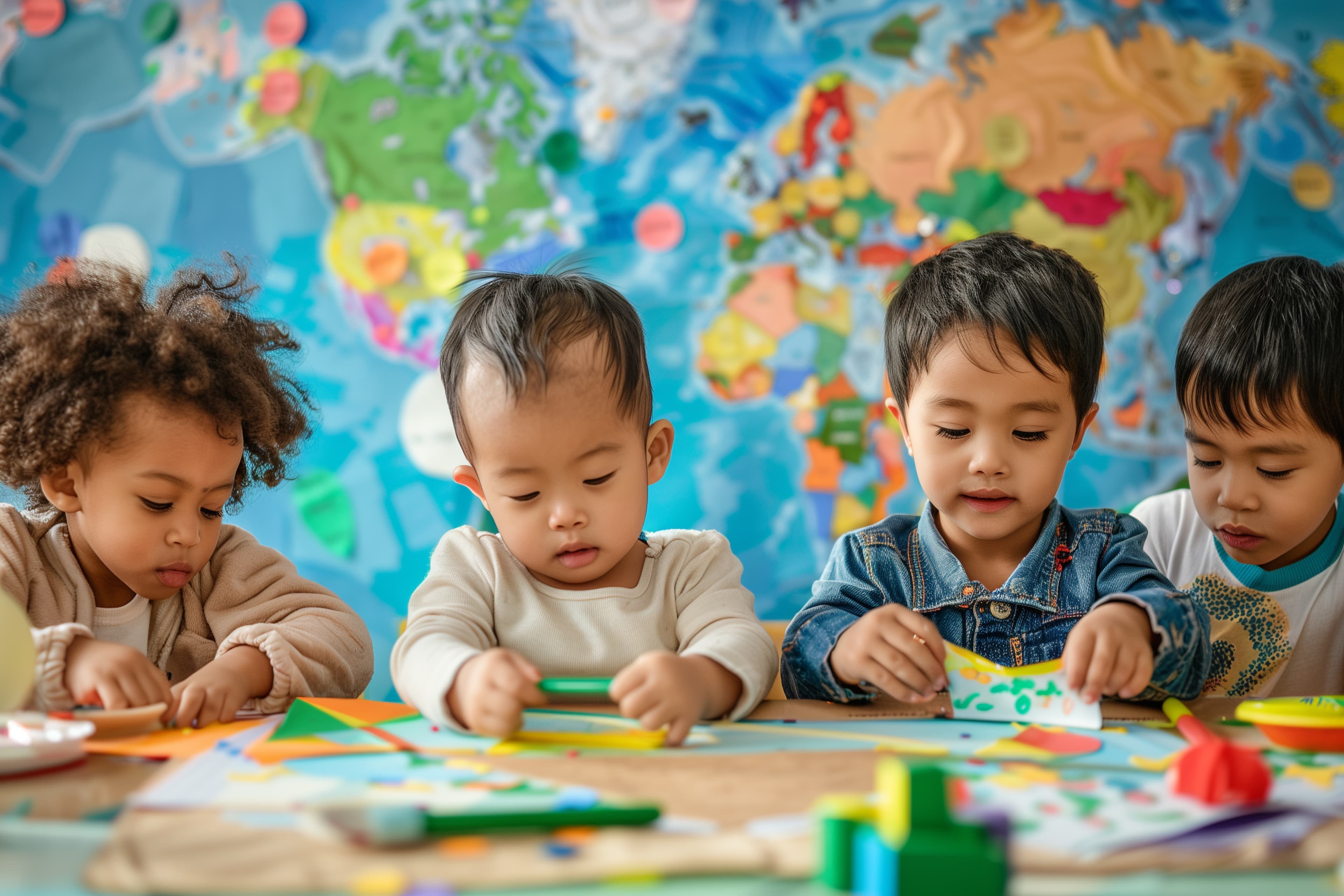 Toddler working with early learning materials